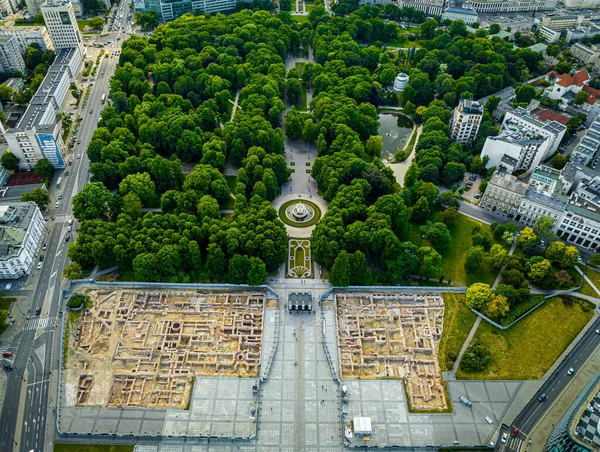 Vista Aérea Jardim Saxão Centro Cidade Varsóvia Verão Polônia Europa — Fotografia de Stock