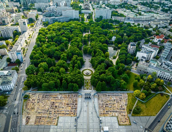 Vista Aérea Jardim Saxão Centro Cidade Varsóvia Verão Polônia Europa — Fotografia de Stock