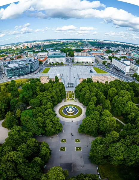 Αεροφωτογραφία Του Σαξονικού Κήπου Στο Κέντρο Της Βαρσοβίας Καλοκαίρι Πολωνία — Φωτογραφία Αρχείου