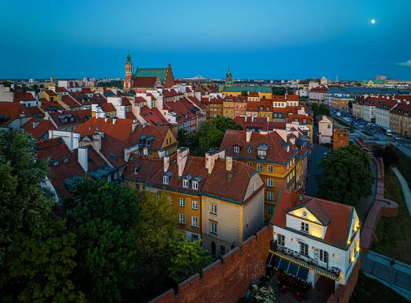 Aerial View Old Town Warsaw Unesco Site Reconstructed Wwii — Stock Photo, Image