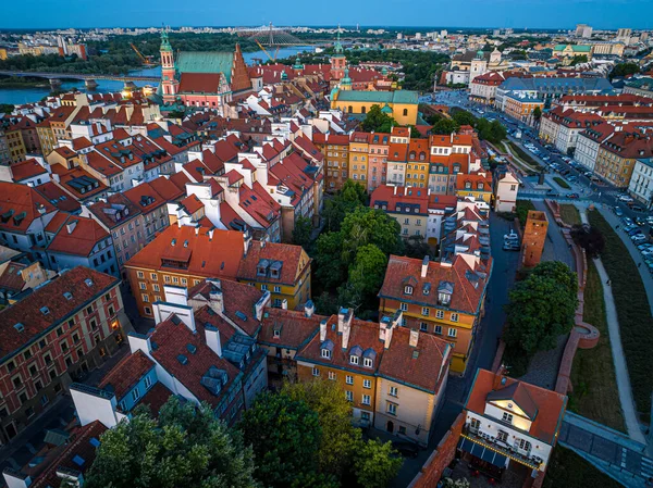 Aerial View Old Town Warsaw Unesco Site Reconstructed Wwii — Stock Photo, Image