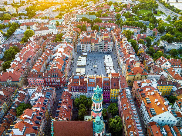 Luchtfoto Van Oude Stad Warschau Een Unesco Site Gereconstrueerd Tweede — Stockfoto