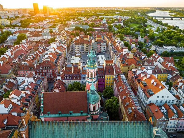 Luftaufnahme Der Warschauer Altstadt Einer Unesco Stätte Die Nach Dem — Stockfoto