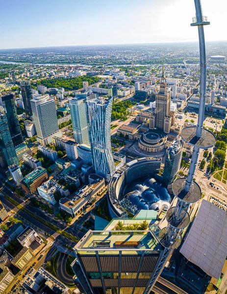 Vista Aérea Arranha Céus Varsóvia Centro Negócios Cidade Polônia — Fotografia de Stock