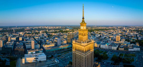 Aerial View Warsaw City Center Palace Culture Science Middle Poland — Stock Photo, Image