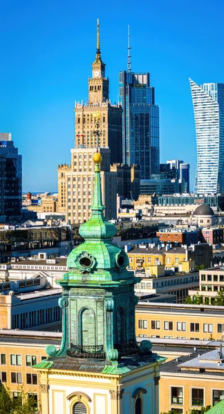 Aerial View Warsaw Skyline Palace Culture Science Middle Poland Europe — Stock Photo, Image