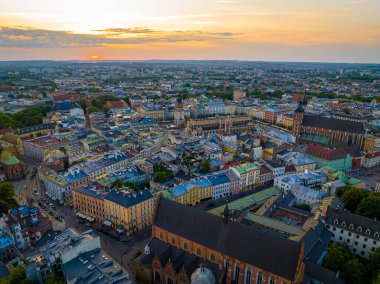 Polonya, Avrupa 'daki eski Krakow kentinin hava manzarası