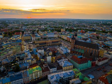 Polonya, Avrupa 'daki eski Krakow kentinin hava manzarası