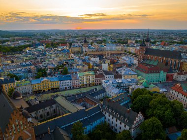 Polonya, Avrupa 'daki eski Krakow kentinin hava manzarası
