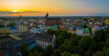 Polonya, Avrupa 'daki eski Krakow kentinin hava manzarası