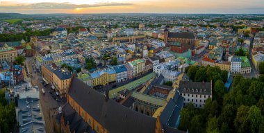 Polonya, Avrupa 'daki eski Krakow kentinin hava manzarası