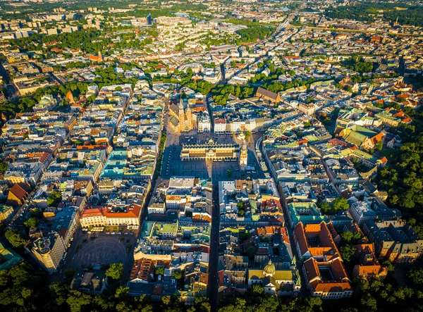 Flygfoto Över Torget Gamla Staden Krakow Polen Europa — Stockfoto