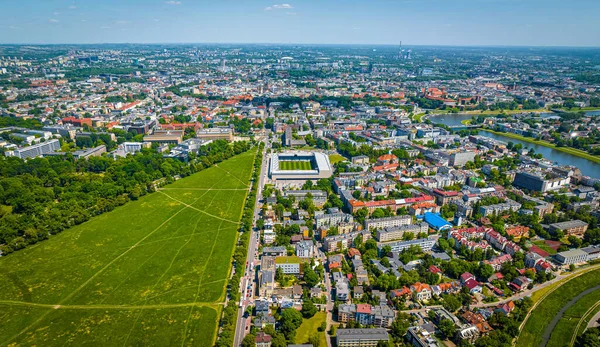 Flygfoto Över Gamla Staden Krakow Polen Europa — Stockfoto