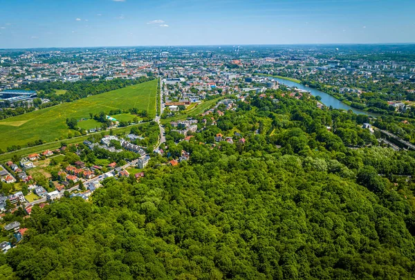 stock image Aerial view of old town of Krakow in Poland, Europe