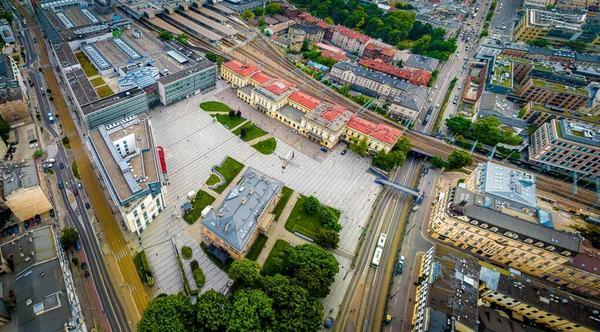 Flygfoto Över Krakow Glowny Centralstationen Krakow Polen Europa — Stockfoto
