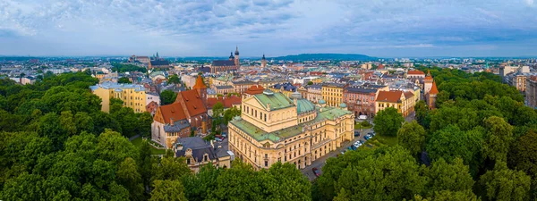 Letecký Pohled Staré Město Krakov Polsku Evropa — Stock fotografie