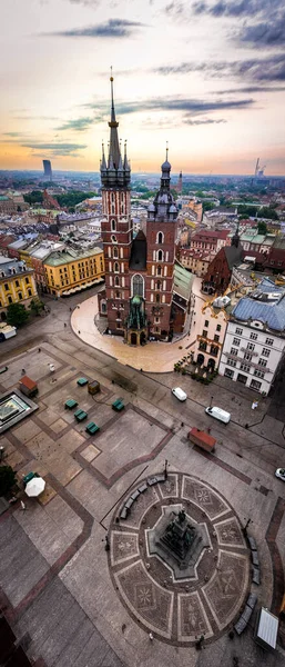 Vista Aérea Basílica Santa Maria Cidade Velha Cracóvia Polónia Europa — Fotografia de Stock