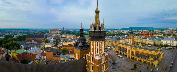 Vista Aérea Basílica Santa María Casco Antiguo Cracovia Polonia Europa — Foto de Stock