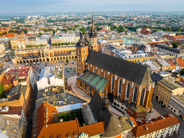 Luchtfoto Van Mary Basilica Het Oude Centrum Van Krakau Polen — Stockfoto