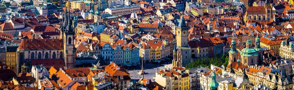 Vista Aérea Praga Una Ciudad Capital República Checa Está Dividida — Foto de Stock