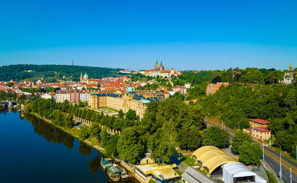 Vue Aérienne Prague Une Capitale République Tchèque Est Traversée Par — Photo