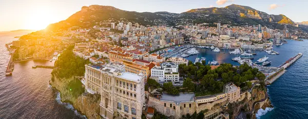 Zonsondergang Uitzicht Oceanografisch Museum Monaco Een Soevereine Stadstaat Aan Franse — Stockfoto