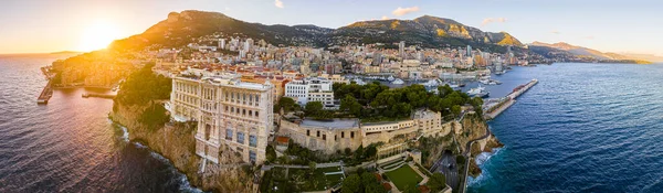 Zonsondergang Uitzicht Oceanografisch Museum Monaco Een Soevereine Stadstaat Aan Franse — Stockfoto