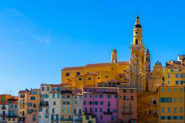 View of Menton, a town on the French Riviera in southeast France known for beaches and the Serre de la Madone garden, France clipart