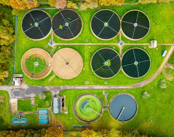 Luchtfoto Van Een Rioolwaterzuiveringsinstallatie Surrey Engeland Verenigd Koninkrijk — Stockfoto