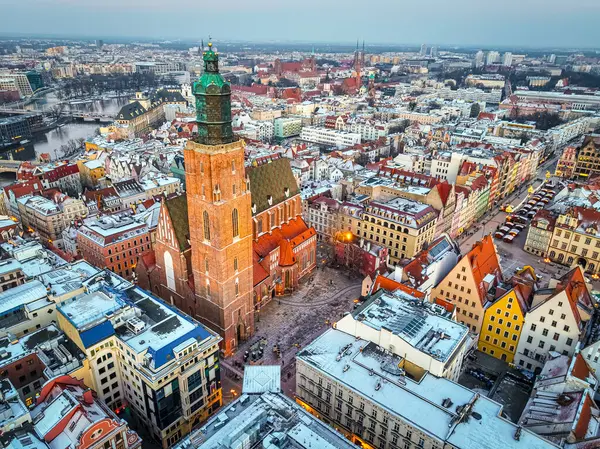 Luftaufnahme Von Breslau Winter Polen — Stockfoto