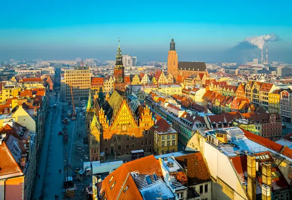 Aerial View Wroclaw Winter Poland — Stock Photo, Image