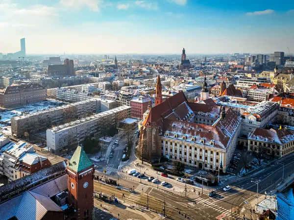 Luchtfoto Van Wroclaw Winter Polen — Stockfoto