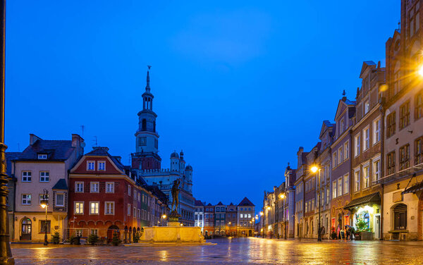 Christmas view of Poznan, a city on the Warta River in western Poland, EU