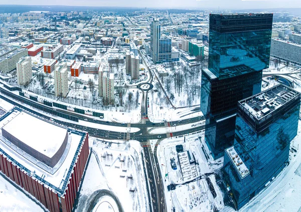 Αεροφωτογραφία Του Χιονισμένου Κατοβίτσε Χειμώνα Πολωνία Royalty Free Φωτογραφίες Αρχείου