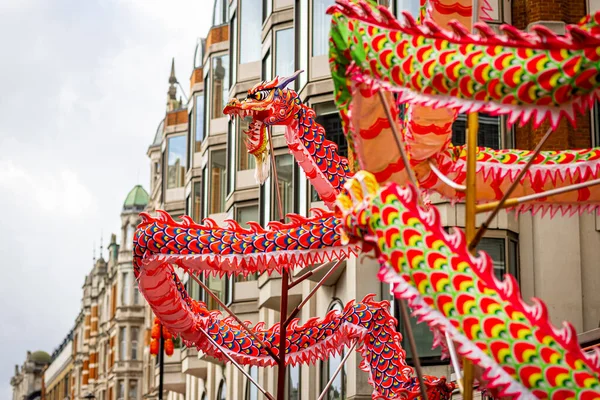 Danse Dragon Lors Des Célébrations Année Lunaire Chinoise Londres Angleterre — Photo
