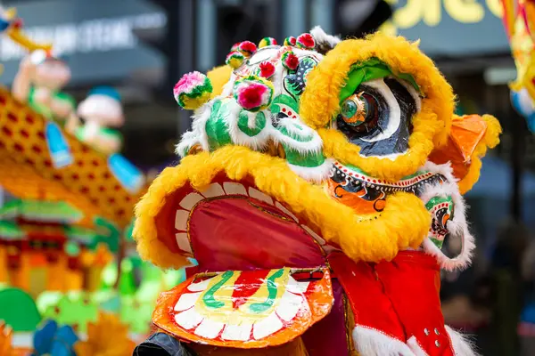 Çin Dönümü Kutlamaları Sırasında Londra Ngiltere Ejderha Dansı — Stok fotoğraf