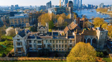Londra 'daki Lambeth Sarayı' nın havadan görünüşü, Canterbury Konutu 'nun Başpiskoposu, İngiltere