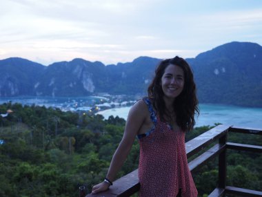 young woman at koh phi phi viewpoint