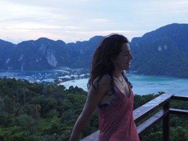 young woman at koh phi phi viewpoint