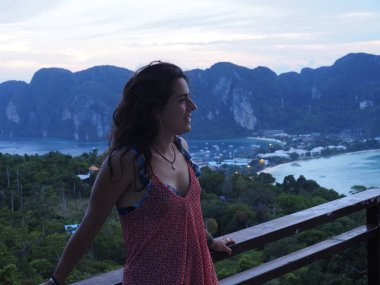 young woman at koh phi phi viewpoint
