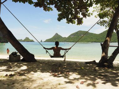 young woman  in koh samui forest thailand
