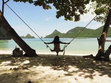 young woman  in koh samui forest thailand
