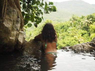 young woman  in koh samui forest thailand