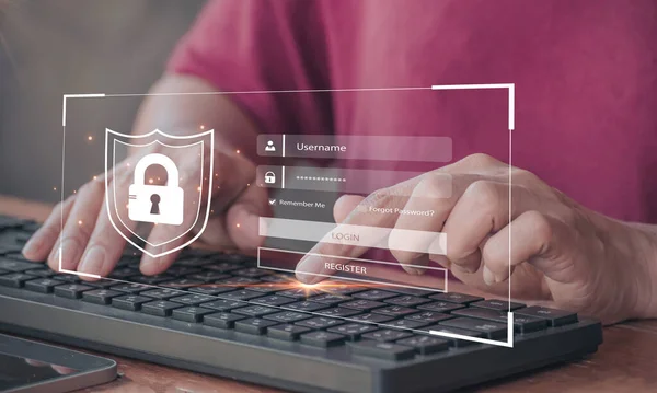 veri koruması siber güvenlik iş dünyası internet teknolojisi konsepti. İnternet güvenliği ve veri koruma kavramı, engelleme zinciri ve siber güvenlik.