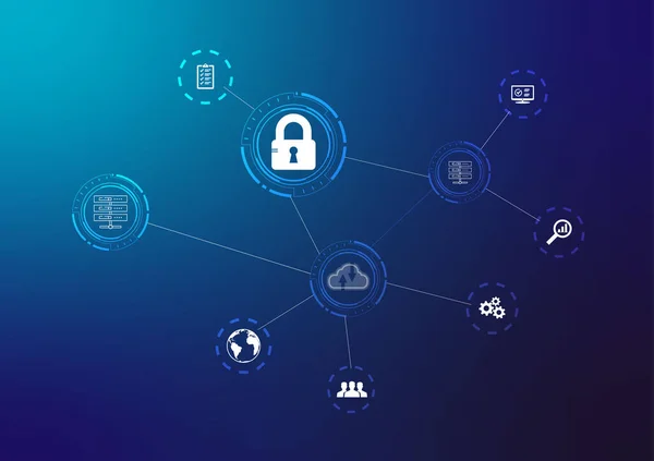 Simgeler ve bağlantılı hatlarla siber güvenlik ve veri koruma kavramı. dijital teknoloji konsepti siber güvenlik veri koruması internet ağı