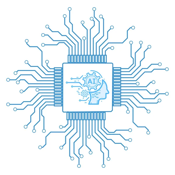 Chip Tech Icona Grafica Internet Globale Connettersi Con Intelligenza Artificiale — Vettoriale Stock