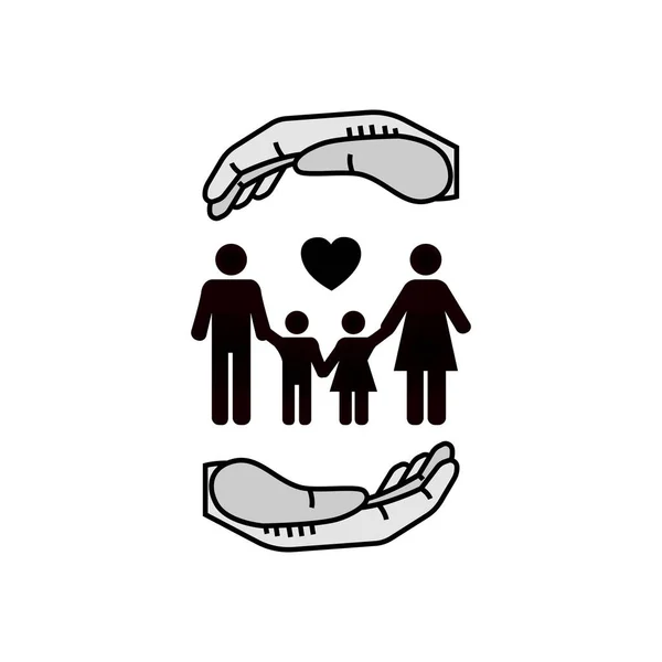 Familjen Ikonen Vektorillustration Platt Design Familjeförsäkring Välgörenhetslinjens Ikon Insamling Empati — Stock vektor