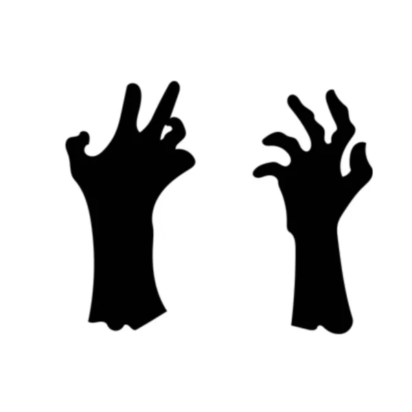 白い背景に隔離された手の黒ハロウィーンの休日のシルエット要素の漫画セット 手を出して 幸せなハロウィンの概念 — ストック写真