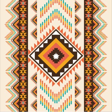 Etnik boho kusursuz desen. Kabile vektör süslemesi. Aztek tarzı, renkli kumaş.