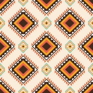 Etnik boho kusursuz desen. Kabile vektör süslemesi. Aztek tarzı, renkli kumaş.